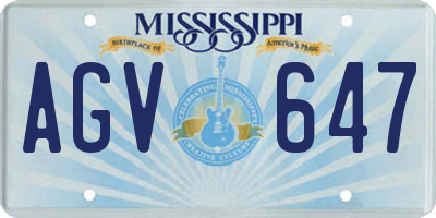 MS license plate AGV647