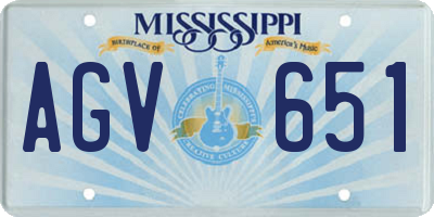 MS license plate AGV651
