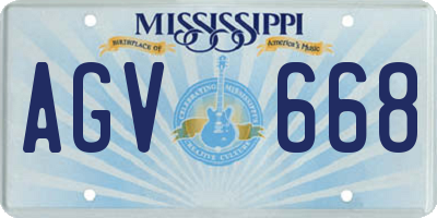 MS license plate AGV668