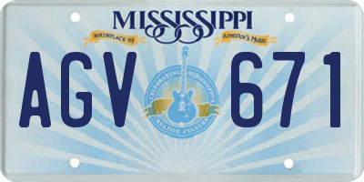 MS license plate AGV671