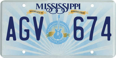 MS license plate AGV674