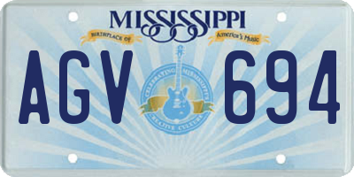 MS license plate AGV694