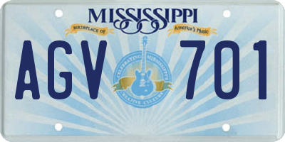 MS license plate AGV701