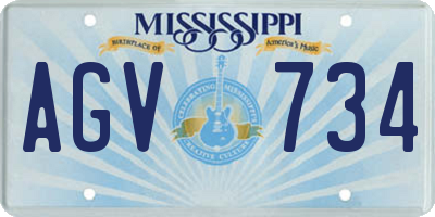 MS license plate AGV734