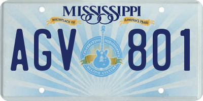 MS license plate AGV801