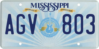 MS license plate AGV803
