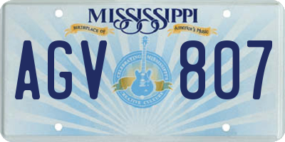 MS license plate AGV807