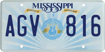 MS license plate AGV816