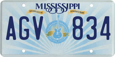 MS license plate AGV834