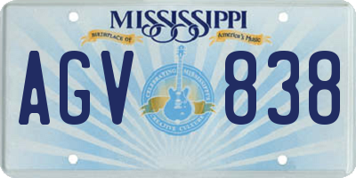 MS license plate AGV838