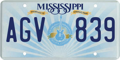 MS license plate AGV839