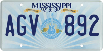 MS license plate AGV892