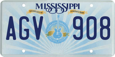 MS license plate AGV908
