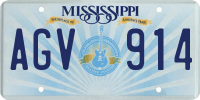 MS license plate AGV914