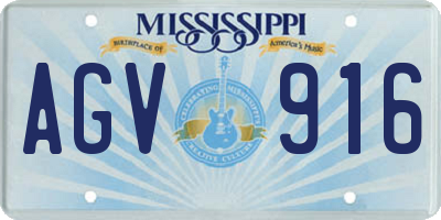 MS license plate AGV916