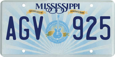 MS license plate AGV925
