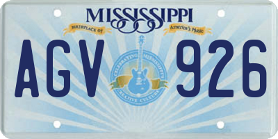 MS license plate AGV926