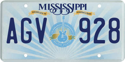 MS license plate AGV928