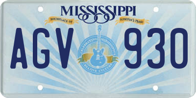 MS license plate AGV930