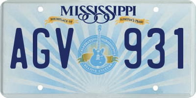 MS license plate AGV931