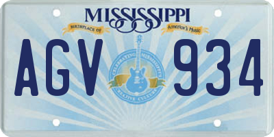MS license plate AGV934