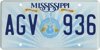 MS license plate AGV936