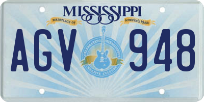 MS license plate AGV948