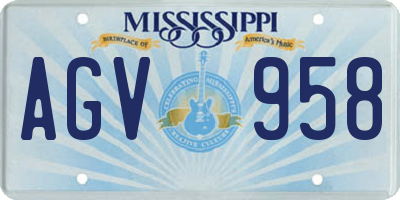 MS license plate AGV958