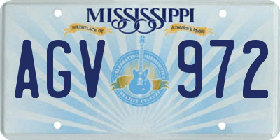 MS license plate AGV972