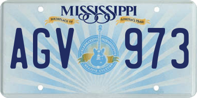 MS license plate AGV973