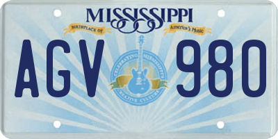 MS license plate AGV980