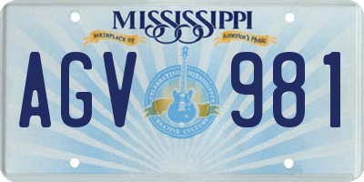 MS license plate AGV981