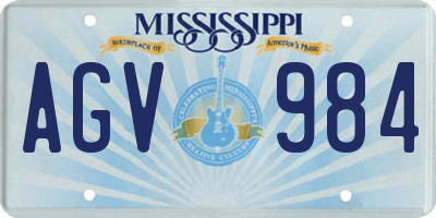 MS license plate AGV984