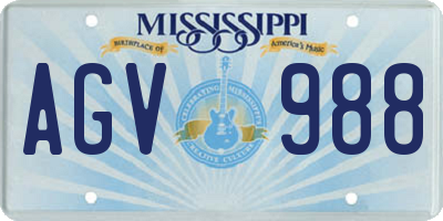 MS license plate AGV988