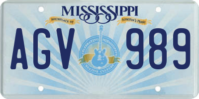 MS license plate AGV989