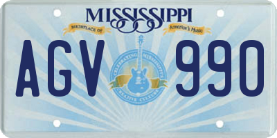 MS license plate AGV990