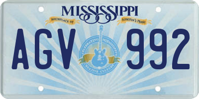 MS license plate AGV992