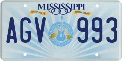 MS license plate AGV993
