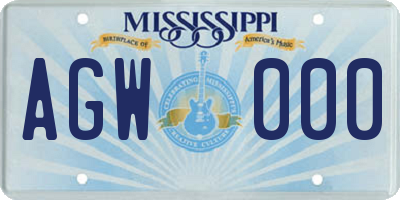 MS license plate AGW000