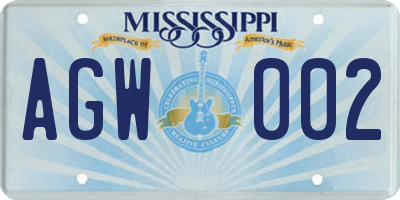 MS license plate AGW002