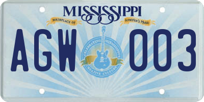 MS license plate AGW003