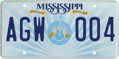 MS license plate AGW004