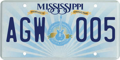 MS license plate AGW005