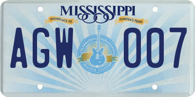 MS license plate AGW007