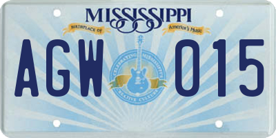 MS license plate AGW015