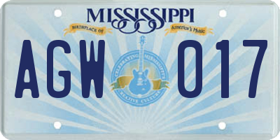 MS license plate AGW017