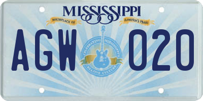 MS license plate AGW020