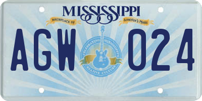 MS license plate AGW024