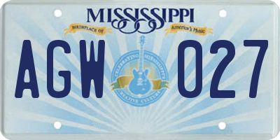 MS license plate AGW027