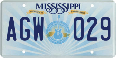 MS license plate AGW029